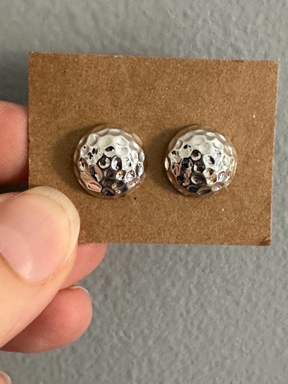 Hammered Metal Dome Stud Earrings